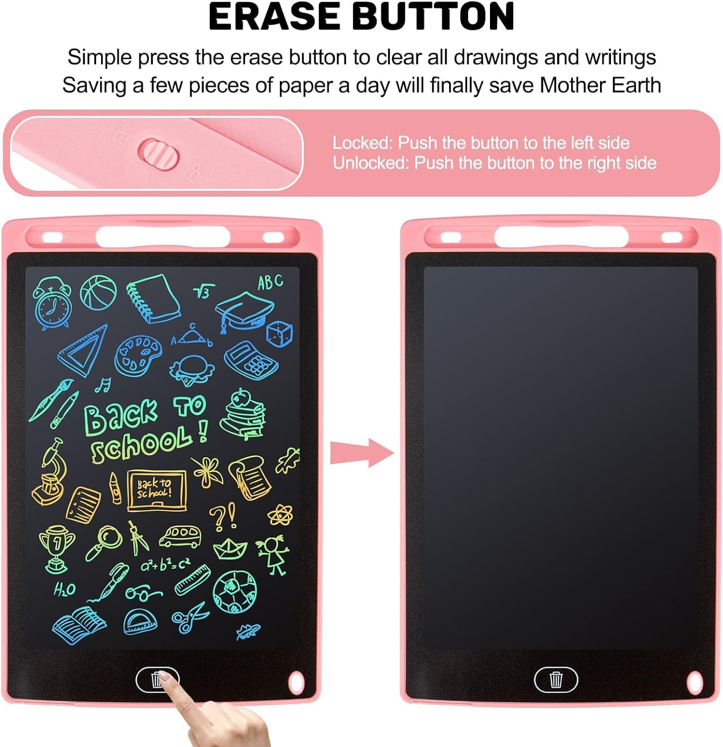 Tablette Dessin Enfant 12 Pouces LCD Ardoise Magique Jouet Educatif Filles Garçons