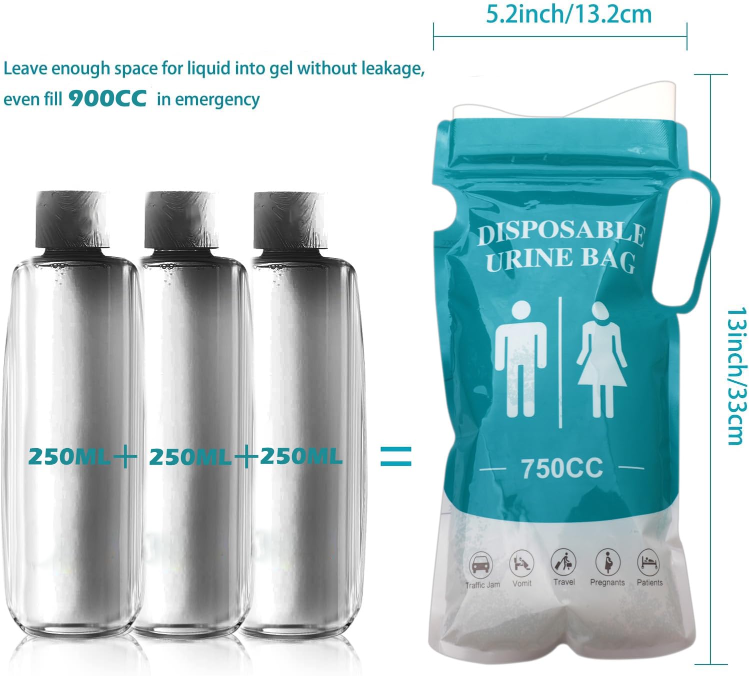 12pcs Disposable Urine Bags Pee Bag for Travel Emergency Portable Urinal Bag Sap Bags Vomit Bags Unisex Urinal Bag