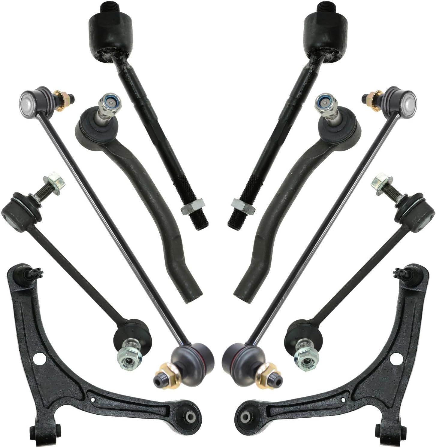 TRQ 10-Piece Front and Rear Steering & Suspension Kit (Control Arm with Ball Joint) for 2003–2005 Honda Pilot