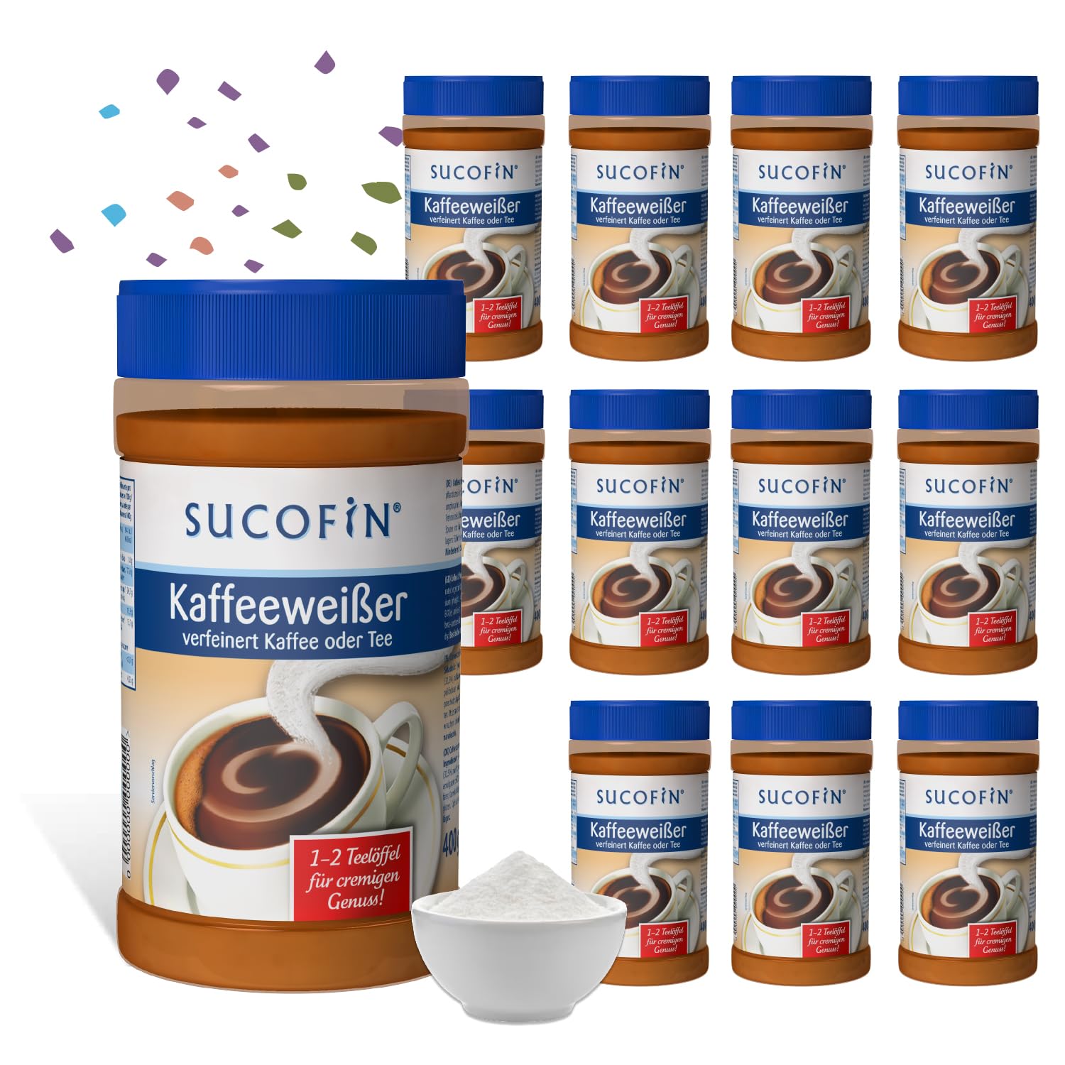 SUCOFIN Kaffeeweißer 12 x 400g leicht löslich, ideal für Kaffee, Tee, Gastro, Café, Büro, Bäckerei