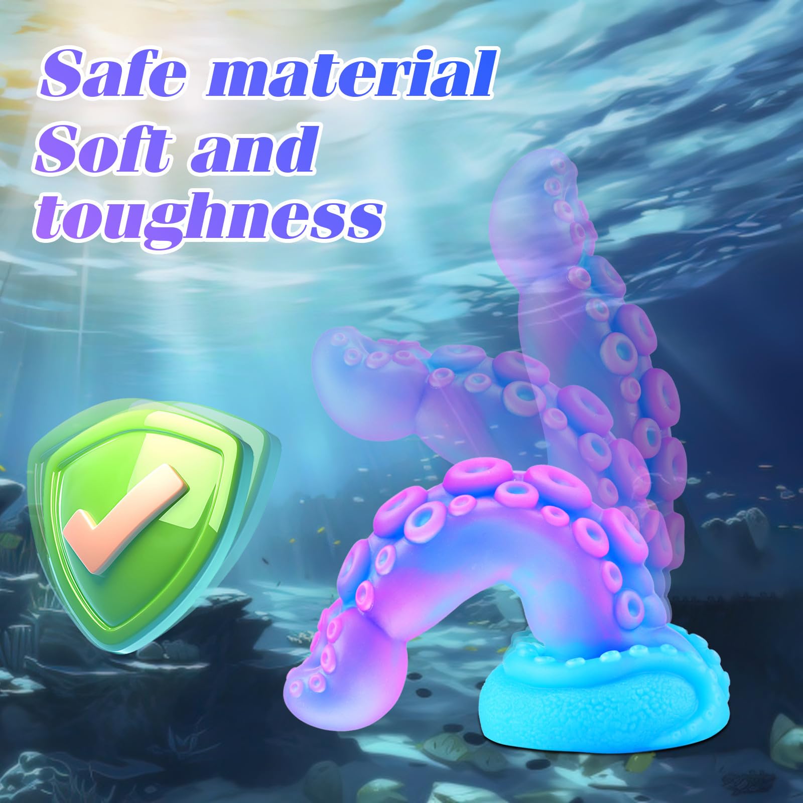 Realistic Monster Tentacle Octopus Dildo 2 Inch Wide, Silicone 8 Inch Extra Large Thick Girthy Anal Dildo Suction Cup, 7 Inch Creature Tapered Alien Dildos Fantasy Colorful Blue Sex Toy for Men Women: S