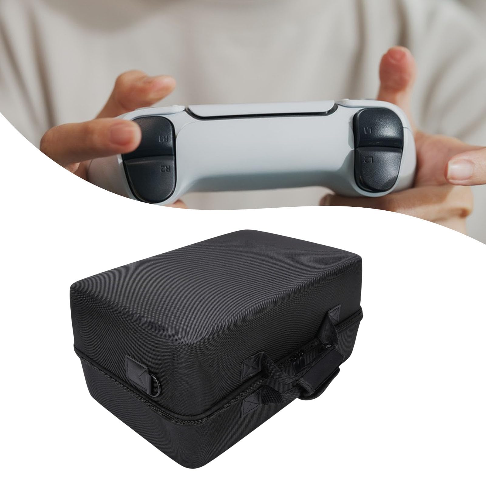 Custodia da Viaggio Rigida per Controller, Spaziosa Borsa Organizer per Console, Borsa a Tracolla Antiurto per Giocatori (Nera)
