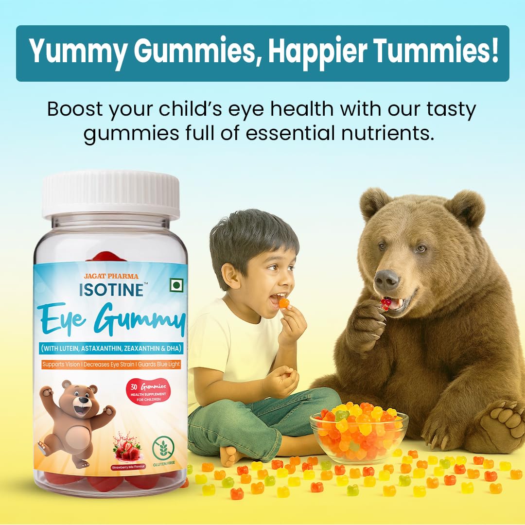 Isotine Eye Gummy for Kids | Daily Eye Nutrition with Lutein, Zeaxanthin, Astaxanthin & Omega | Supports Visual Comfort from Screen Use | Kids-Friendly Formula | Strawberry Flavour | Gluten Free - Image 6 thumbnail