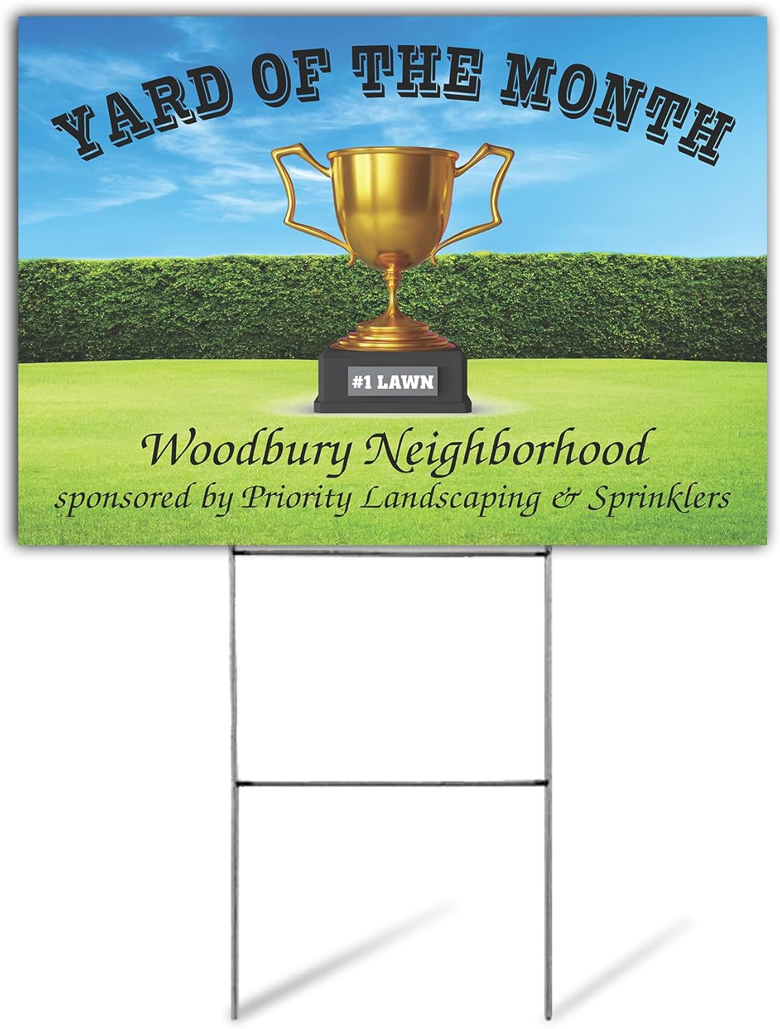 SignPro Yard of The Month Lawn Sign | Personalized Yard Of The Month Sign | 24" x 18" Corrugated Plastic Yard Sign with H Stake | Double Sided Print (Personalized)