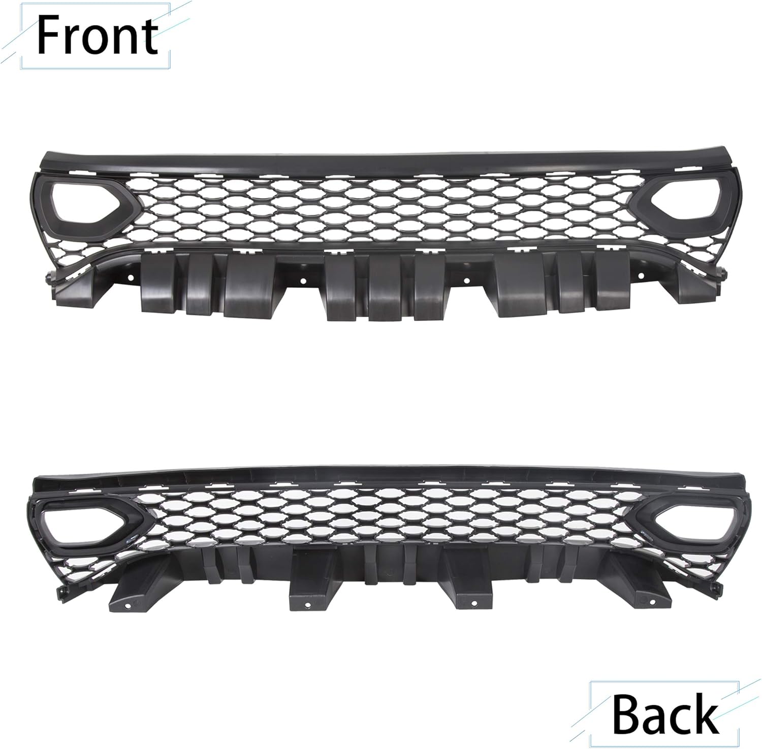 ECOTRIC Front Upper Grille Assembly Compatible With 2015-2023 Dodge Charger SRT SXT Pursuit R/T SE GT Scat Pack Daytona Replacement for 68417502AA Mesh Grill W/ 2 Side Bezels