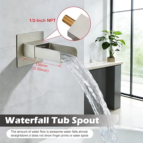 Miniatura 3 de Midanya Sistema de ducha de lluvia, juego de grifo de ducha para bañera, cabezal de ducha cuadrado de cascada con rociador de mano, boquilla