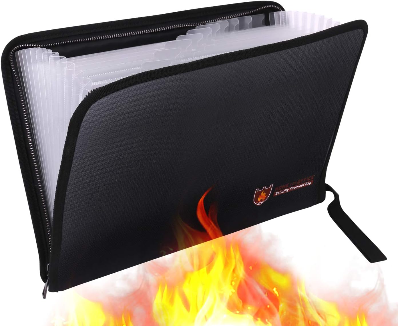 Fireproof Document Holder Expanding File Folder Important Document Water Resistant Money Document Bag with 13 Pockets Zipper Closure Non-Itchy Silicone Coated Portable Filing Organizer Pouch