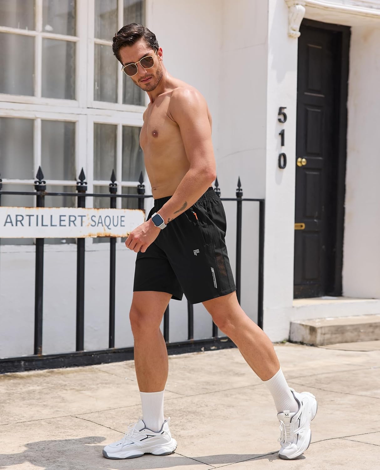 Men's Athletic Running Shorts with Zipper Pockets Quick Dry Drawstring 7" Gym Shorts for Basketball Workout Jogging - Image 6