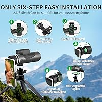 Vista 2 de 2024 HD 80x100 High Powered Monocular with Smartphone Adapter and Tripod,Monocular Telescope for Adults,Monoculars for Bird Watching,Wildlife