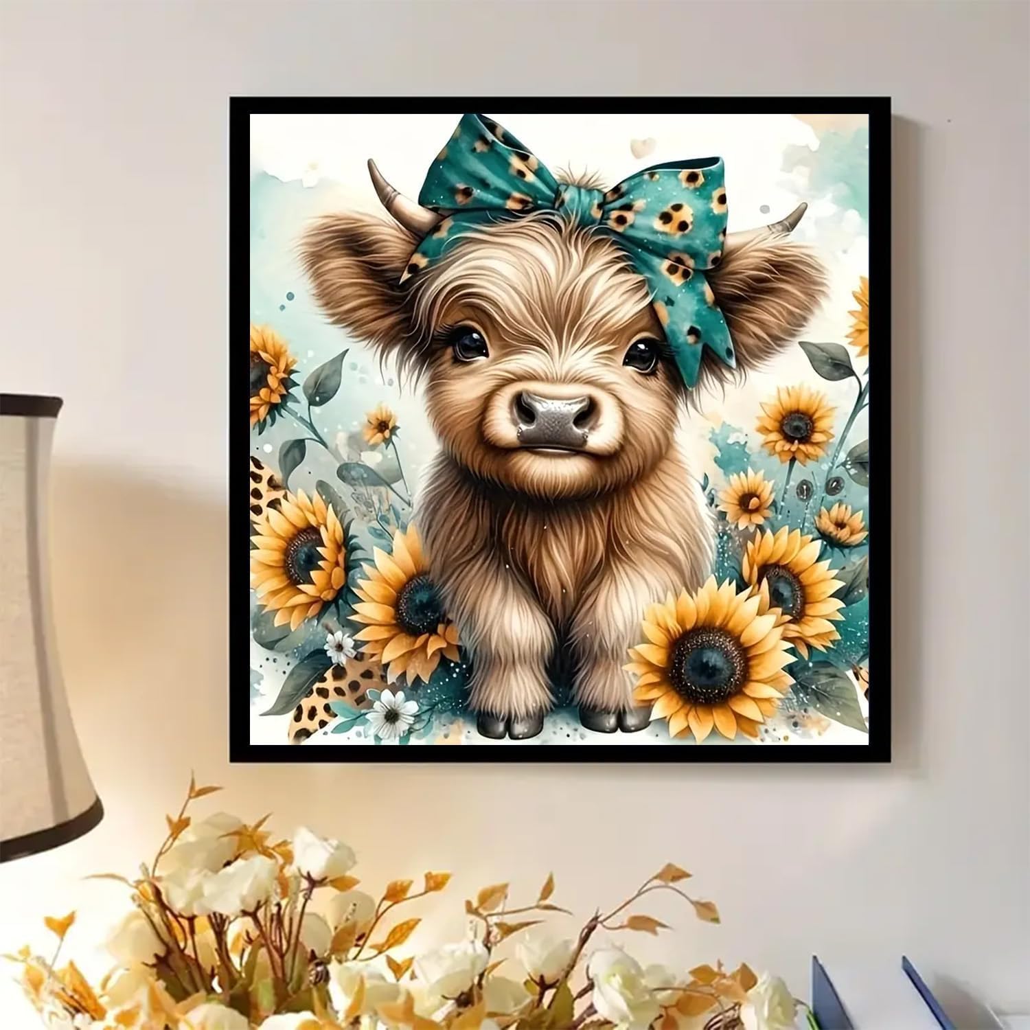 Jakener Cow Diamond Art Kits for Adults,Cattle Diamond Painting Kits for Adults DIY 5D Round Full Drill Gem Art and Crafts for Home Wall Decor 35x35cm/14x14in - Image 2