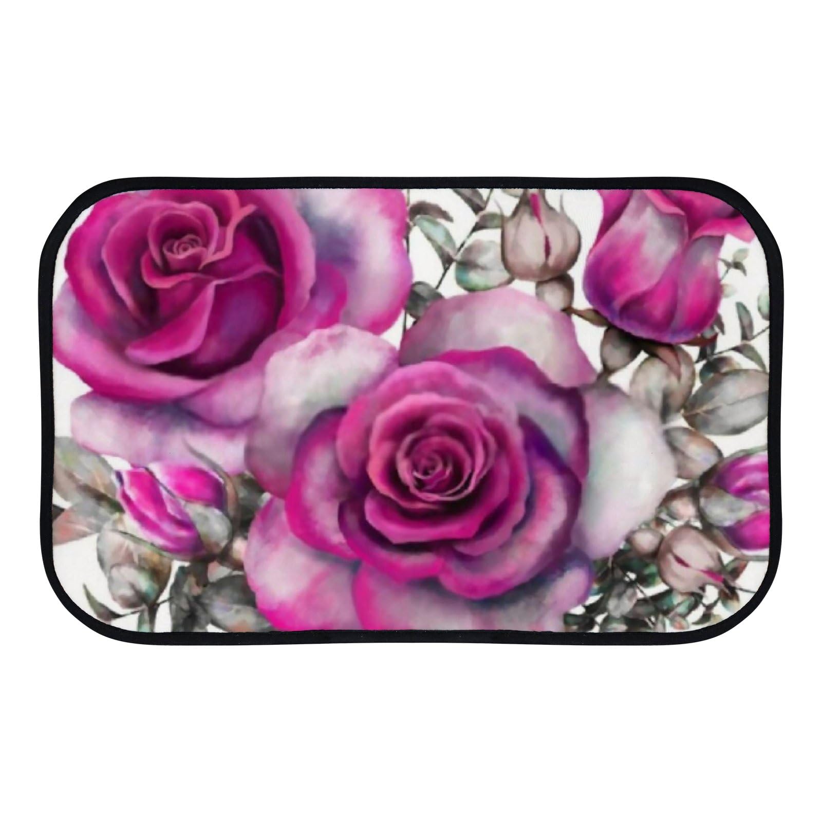 Nuansexi Bathroom Rugs Watercolor Romantic Floral Purple Floor Mats Non Slip Bathmat Doormat Tub Mat Coral Velvet Absorbent Entrance Carpet Mats Machine Washable Bedroom Decor