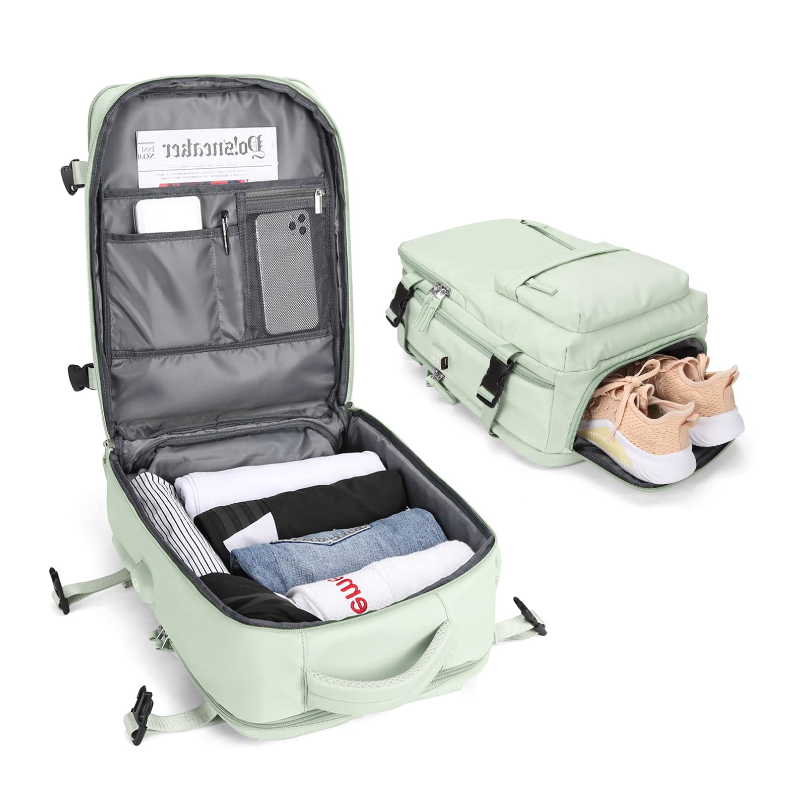 BJLFS Borse da Cabina per Ryanair 40×20×25 Bagaglio a Mano Easyjet 45×36×20 Borsa Zaino da Viaggio, Zaino da trekking,Zaino Casual per laptop da 14 pollici per scuola