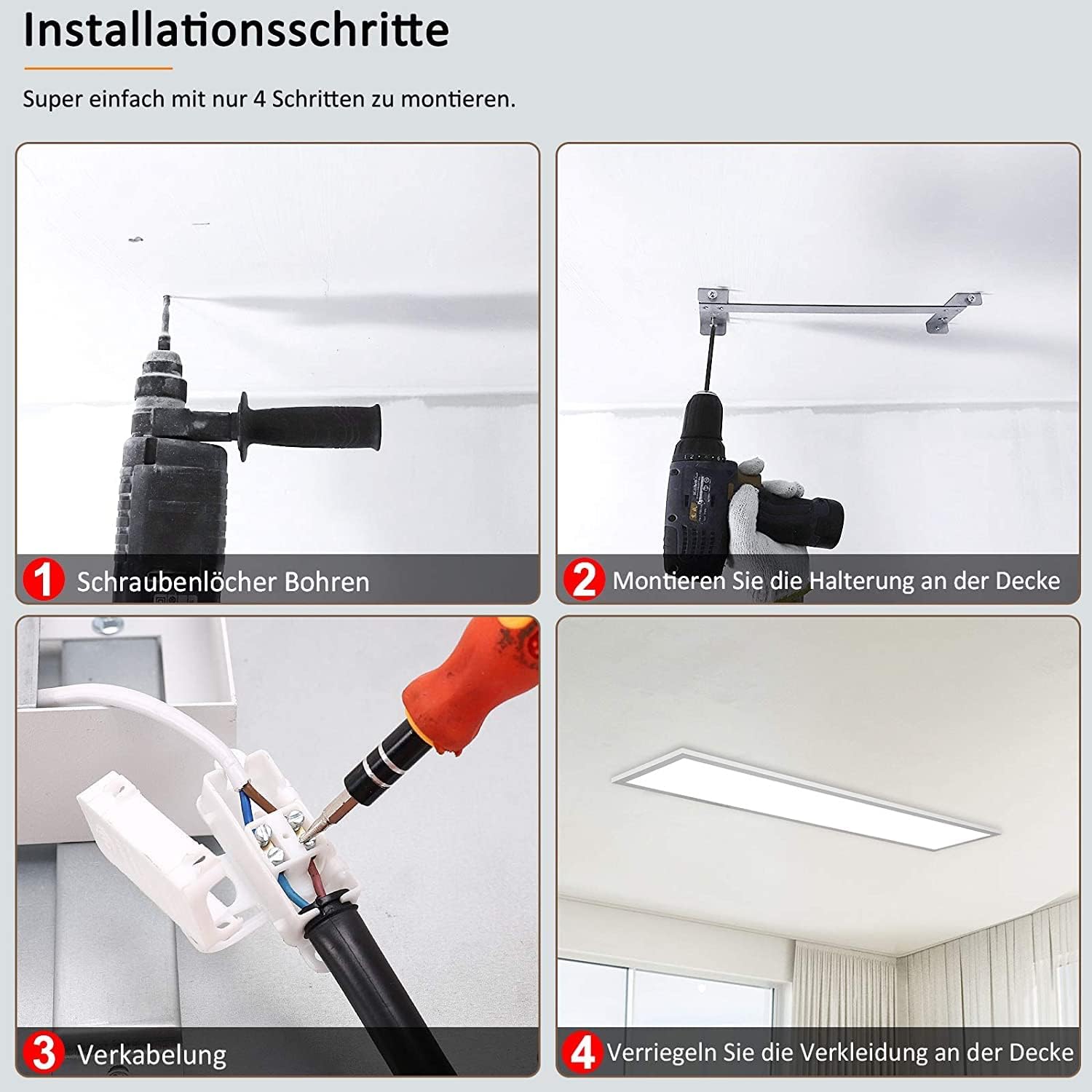 Aimosen Panel LED de Techo Regulable de 100 x 25 cm con Mando a Distancia, 28W Panel Plano de Techo, 2700K - 6500K, Blanco Cálido, Natural y Frío, Lámpara Para Oficina, Taller o Salón