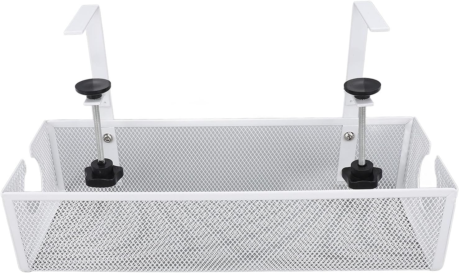 Alomejor Under Desk Cable Management Tray Efficient Circular Hole Trapezoidal Organizer for Study Office, Carbon Steel (White)