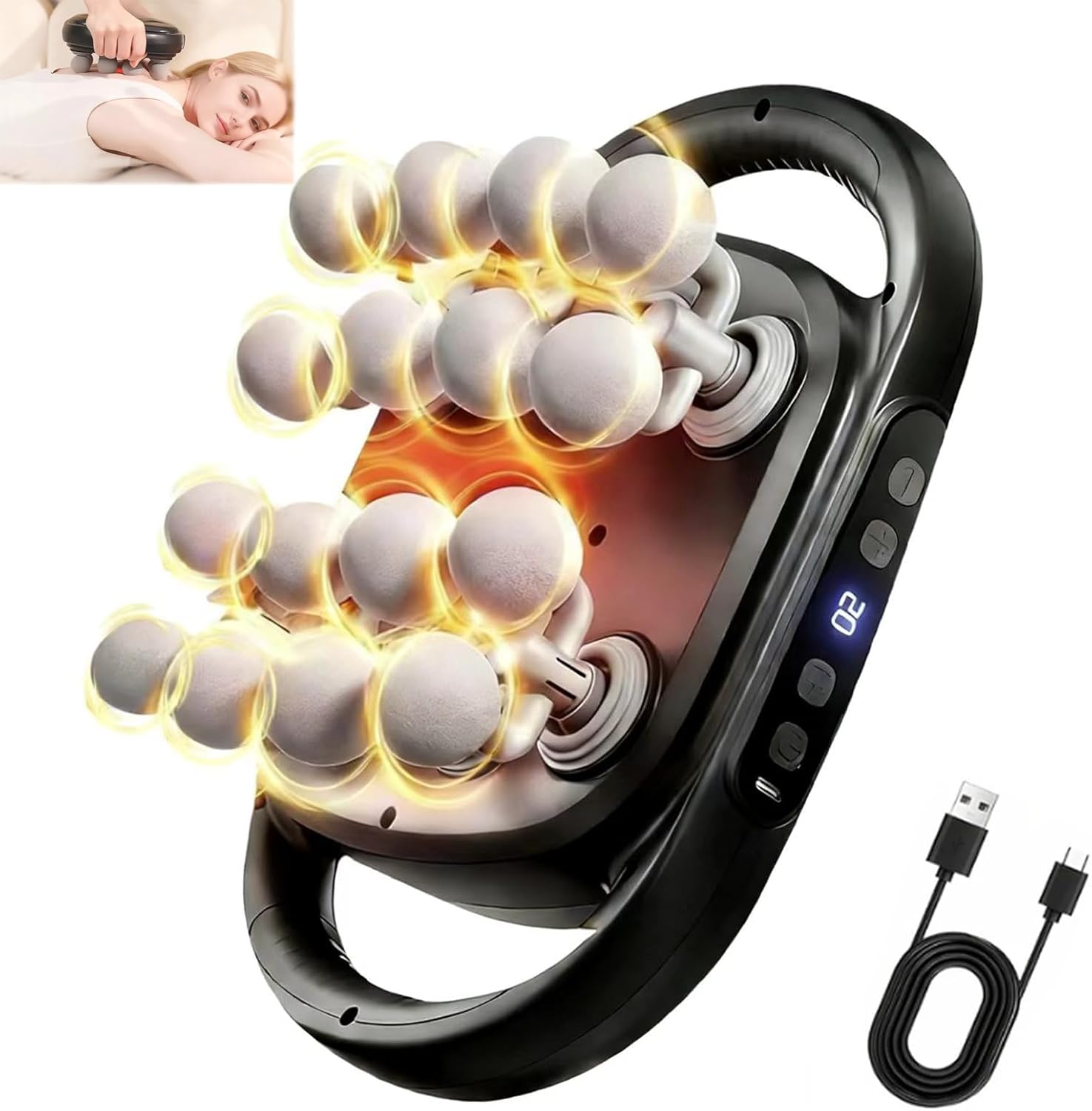 16 Head Massage Gun Deep Tissue, 16 Head Massager 9 Modes 9 Levels, Back Massager for Pain Relief Deep Tissue,Massager for Neck Head Shoulders Legs Foot, Body Muscle Massager Pain Relief