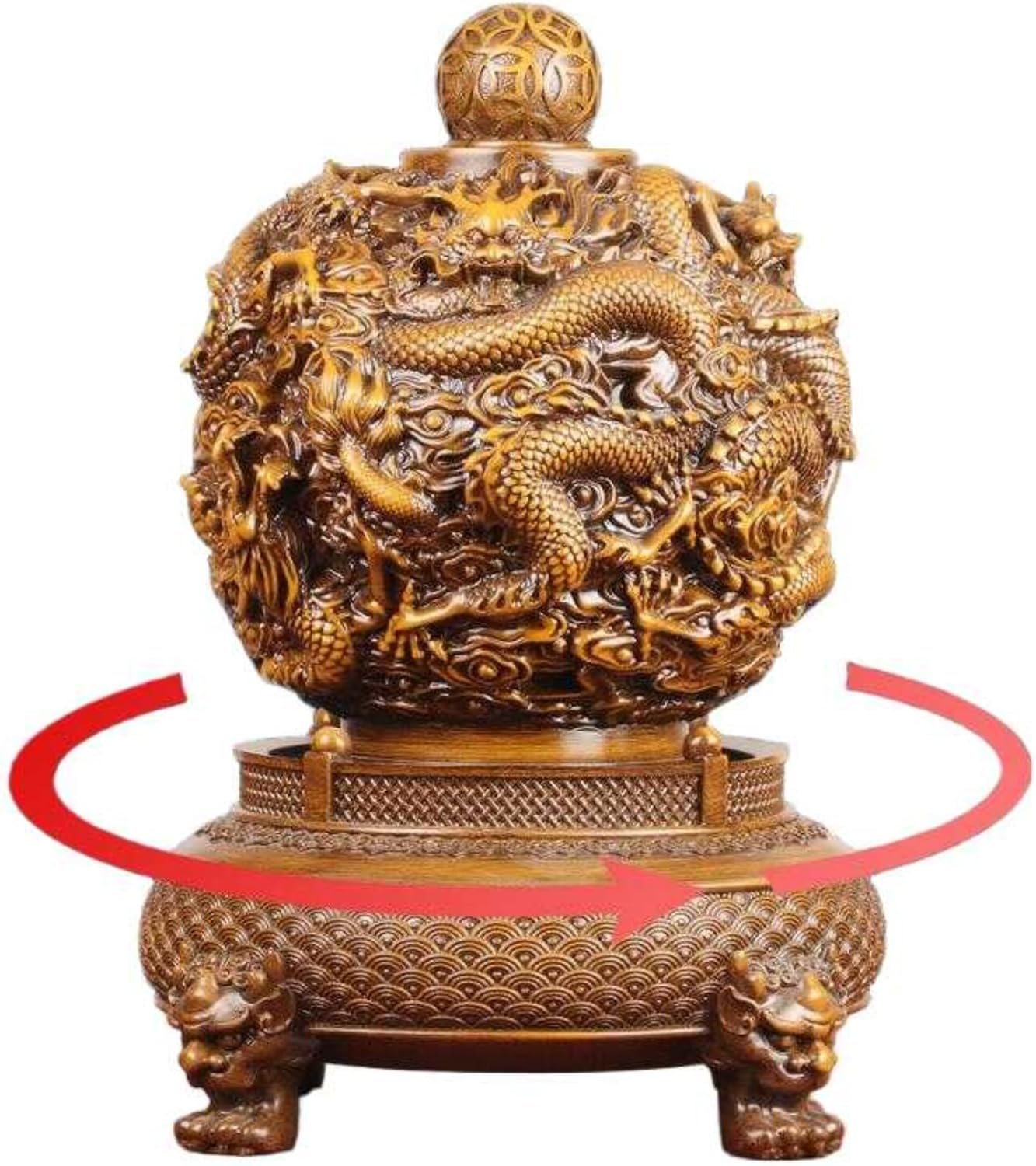 MOYEE 祥龙九转乾坤鼎摆件 Crafts for Home Office TV Decoration 中式客厅玄关老板办公室装饰公司开业礼物 - 1522