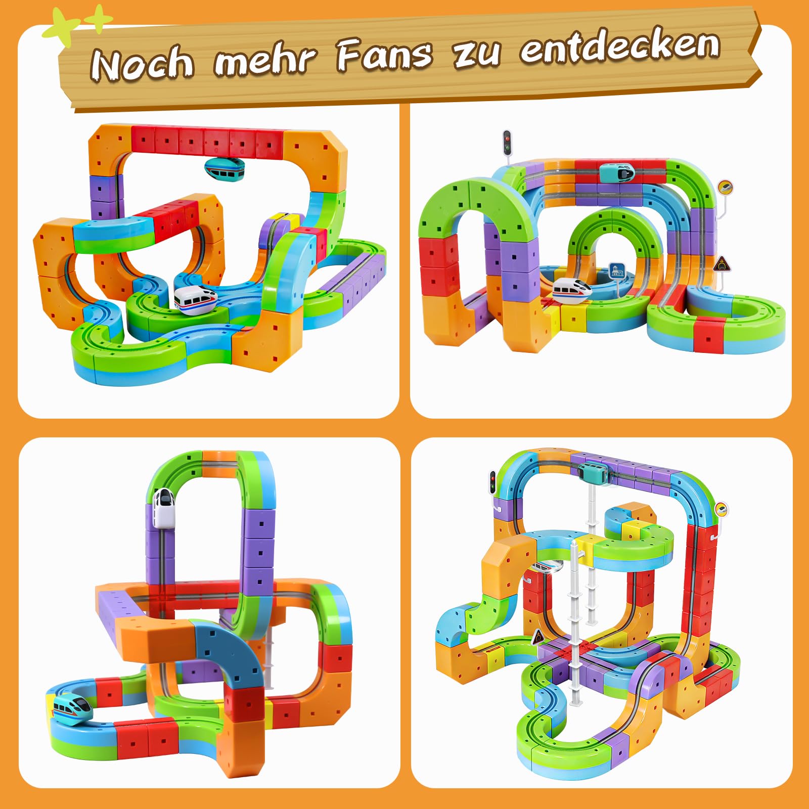 Cubix 3D Zug Set - Cube Track elektrische Kindereisenbahn mit Magic Rail System, STEM Spielzeugzug für Kinder ab 3 Jahren (Anti-Gravitation Design) (Edición Definitiva (88 piezas / 66 pistas))