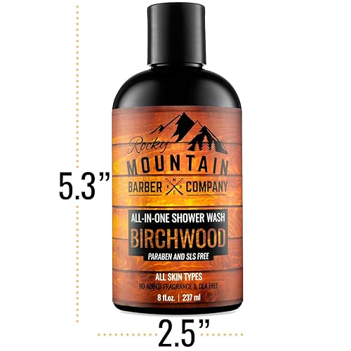 Miniatura 2 de Rocky Mountain Barber Company Birchwood - Jabón corporal todo en uno, champú, gel de baño, acondicionador, lavado facial y lavado de barba con