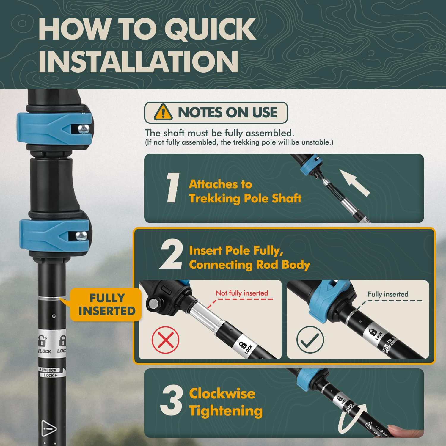 Condition photo showing New/Like New for gptcamp aluminum collapsible trekking poles with eva grips | adjustable hiking poles, ultralight travel,quick locks, all-terrain, walking sticks for men & women,single or pair