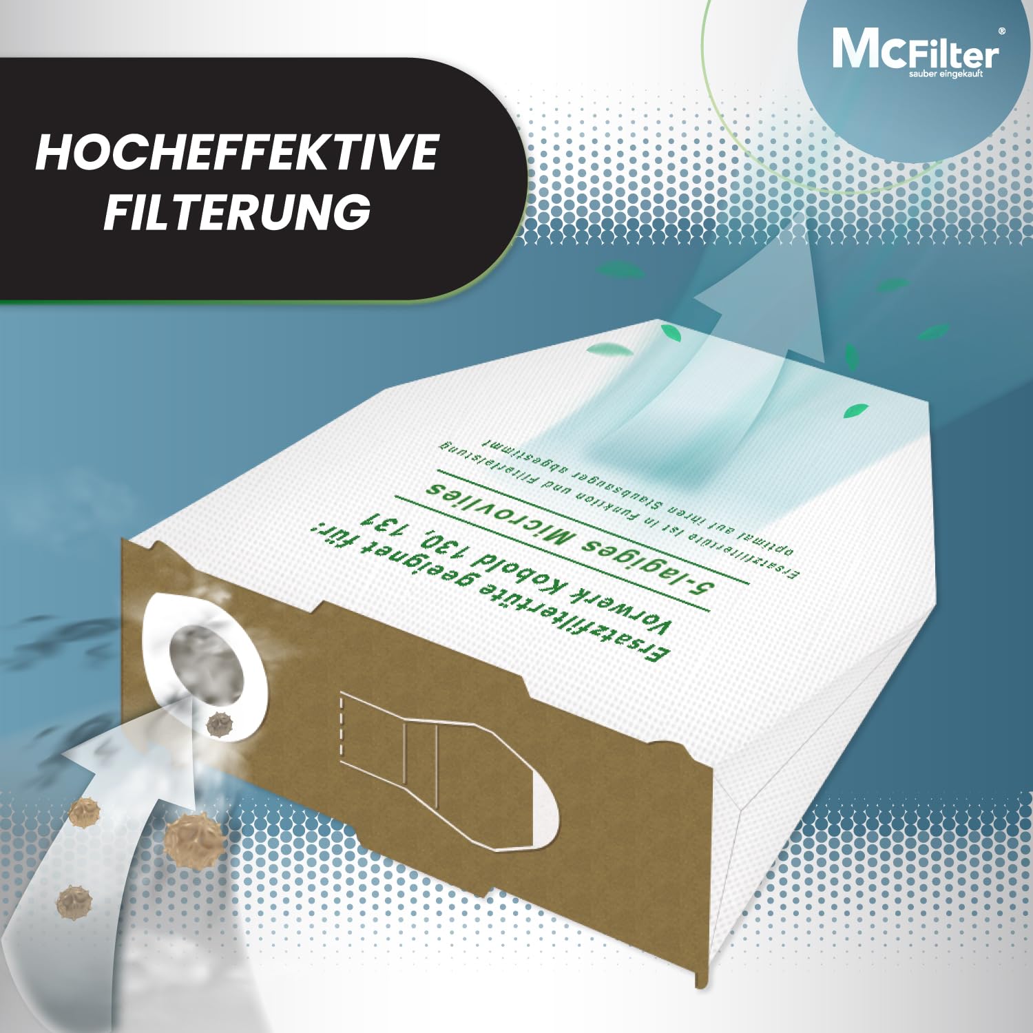 McFilter 6-18 Sacchetti Per Aspirapolvere Compatibili Con Vorwerk Folletto VK 130, VK 131 SC, In Micropile Multistrato | Tipo V 8331