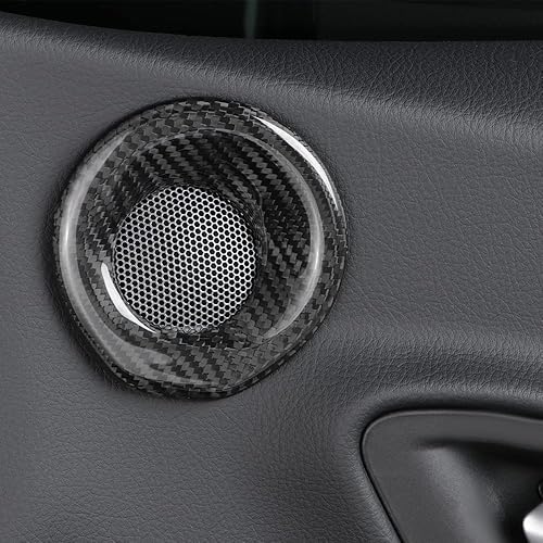 Miniatura 8 de JSWAN Fibra de carbono 2 unids puerta audio anillo decoración adhesivo para Supra A90 A91 GR MK5 cuerno círculo decoración cubierta puerta panel