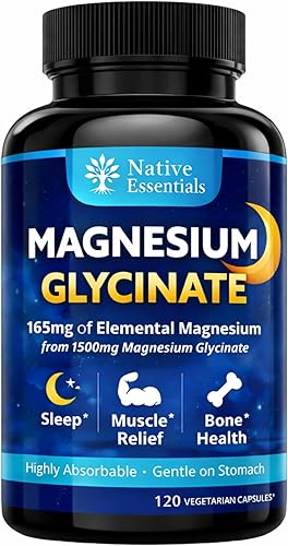 Glicinato de magnesio Magnesio quelado de alta absorción para dormir, apoyo muscular y óseo Suave con el estómago. 120 unidades (extra fuerza)