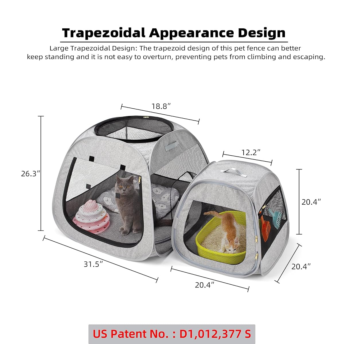Tenrai Portable Cat Playpen, Trapezoidal Design for Better Standing, Foldable Pet Tent for Indoor and Outdoor Use of Kitten and Puppy, Dog Play Enclosure, Cat Houses & Condos image 1
