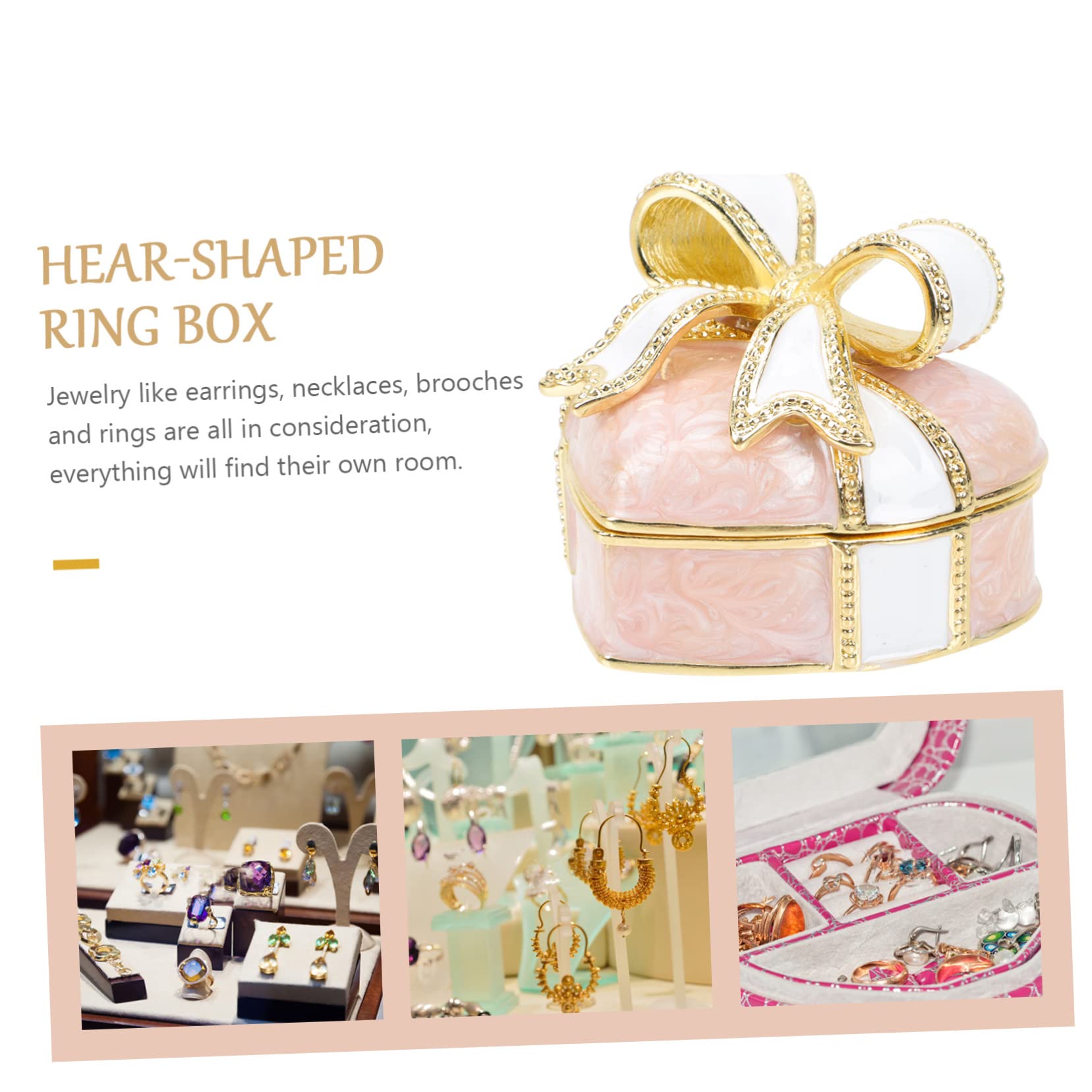 SOIMISS 2piezas Organizador De Joyería Forma De Corazón Lazo Caja De Almacenamiento Para Anillos Collares y Pendientes Para Cumpleaños