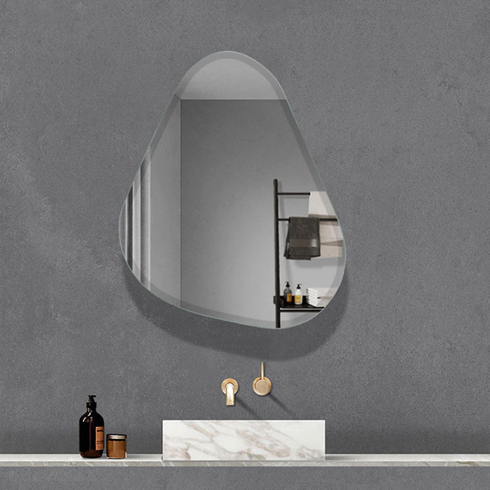 Specchio Espejo de baño creativo con forma especial, espejo de pared decorativo con forma de gota de agua, espejo de maquillaje sin marco, espejo de pared de vidrio HD para maquillaje, baño y sal