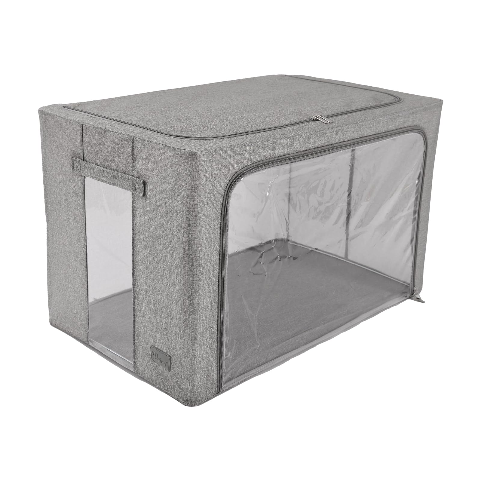 Periea ‘Beau’ Folding Collapsible Stackable Fabric Home Storage Boxes with Steel Frames (Black Grey Floral, Large) — view 17