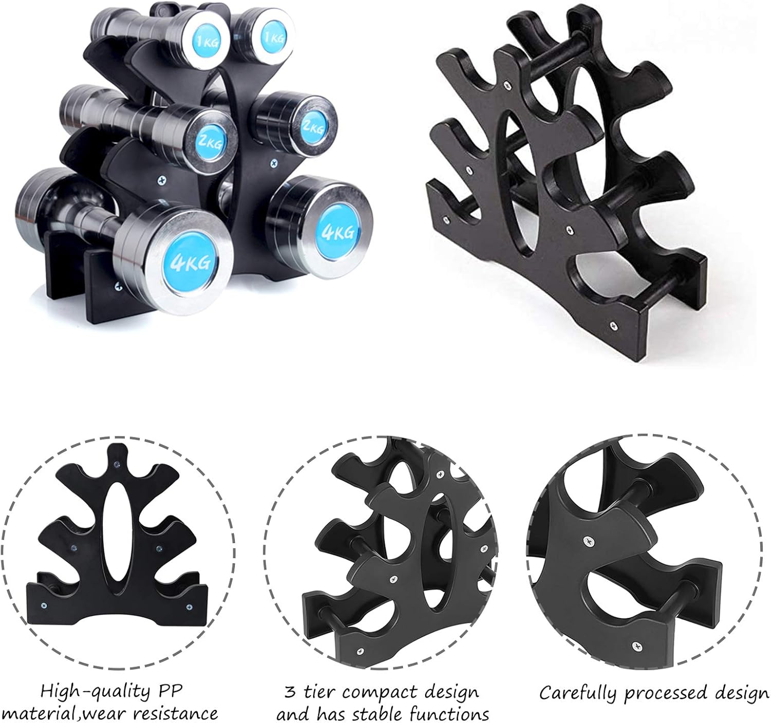 Dumbbell Storage Rack, 3-Tier Mini Dumbbell Bracket Dumbbell Storage ...