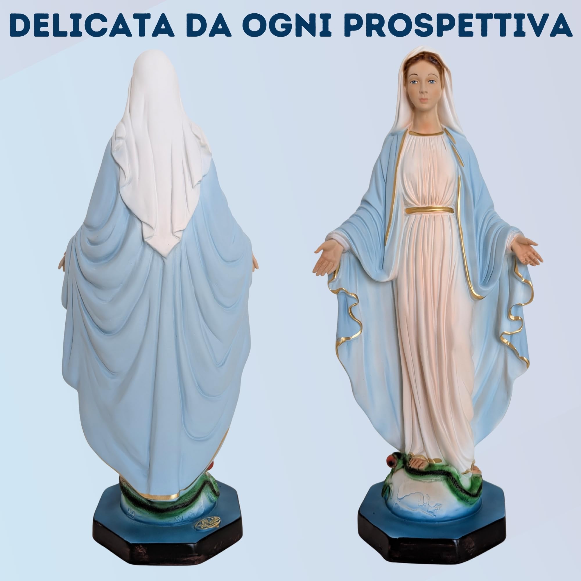 OVUNQUE PROTEGGIMI Statua Madonna Miracolosa o Immacolata in Resina, cm 40, per Interni ed Esterni, Statuetta della Madonnina Realizzata e Dipinta in Italia