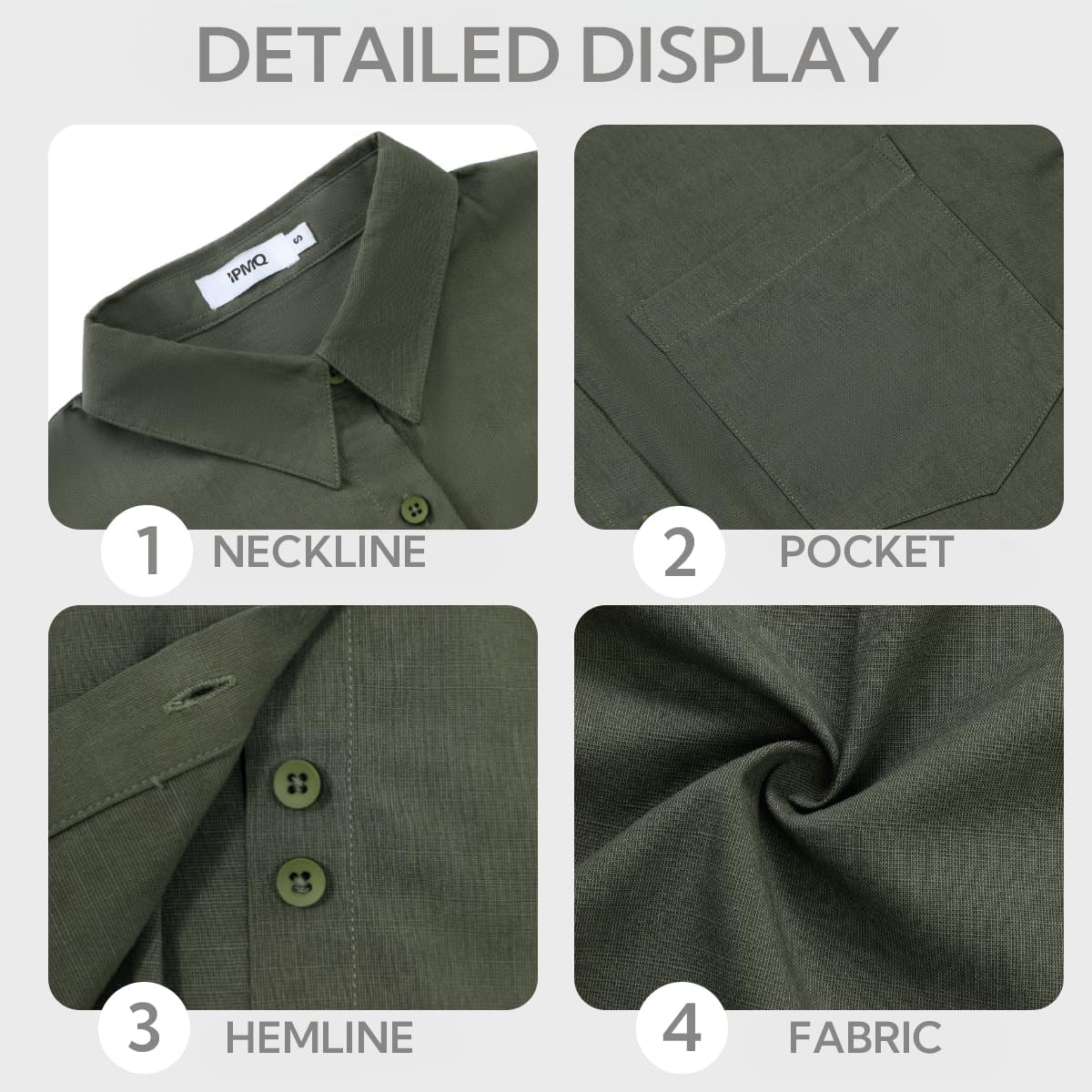 Womens Button Down Shirts Cotton Linen Long Sleeve Dress Shirts Casual Summer Tops Work Blouses with Pockets - Image 6