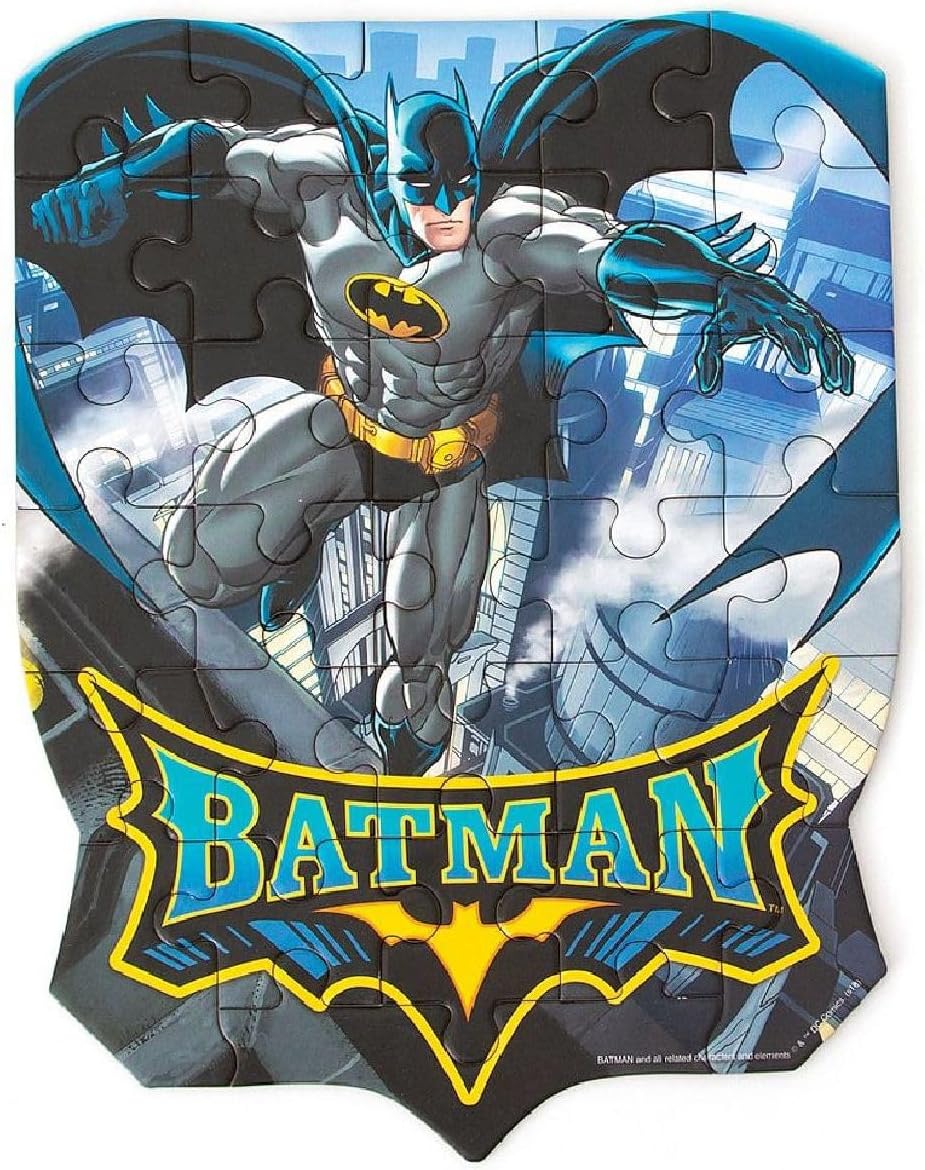 DC Comics Batman 31-piece Sturdy Shaped Mini Puzzle for Kids | Officially Licensed Artwork, Kids Puzzle, Pieces Sized for Small Hands, Die-Cut, Measures About 9" x 7", Ages 3 thru 7 years