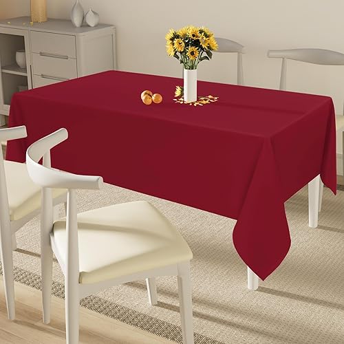 Miniatura 8 de smiry Mantel rectangular de poliéster impermeable y resistente a las manchas, mantel decorativo de tela lavable para comedor, bufé y fiestas de