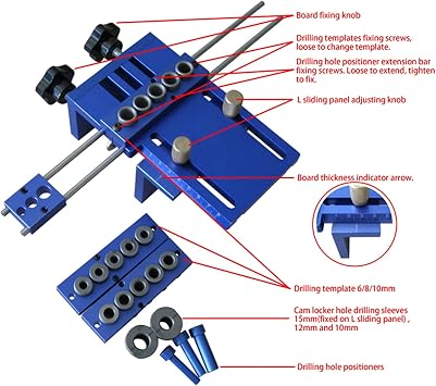 PANGOLIN Dowel Jig Kit Adjustable Doweling Jig Set with 6/8/10mm Drilling | Drilling Guide Position for DIY Woodworking, Furniture Repair or handyman, Any Thickness Wood Joints, for Cabinet, Furniture