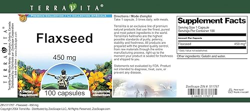 Miniatura 4 de Linaza - 450 mg (100 Cápsulas, ZIN 511767)