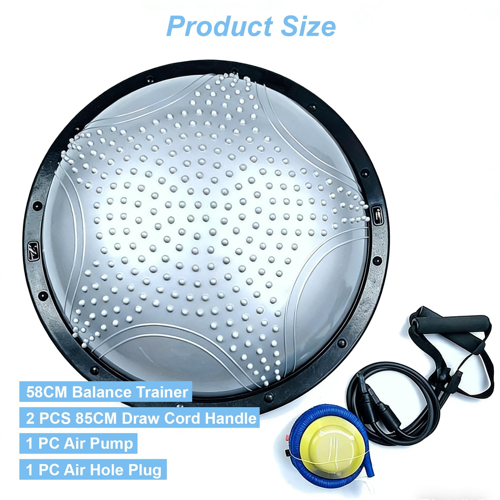58CM Balance Ball Trainer mit taktilen Noppen, Stärkung der Rumpfkraft, Linderung von Muskelschmerzen, Fußmassage, Body Balance Krafttrainingsball für Physiotherapie, Rumpfkraft, Fitnessstudio usw