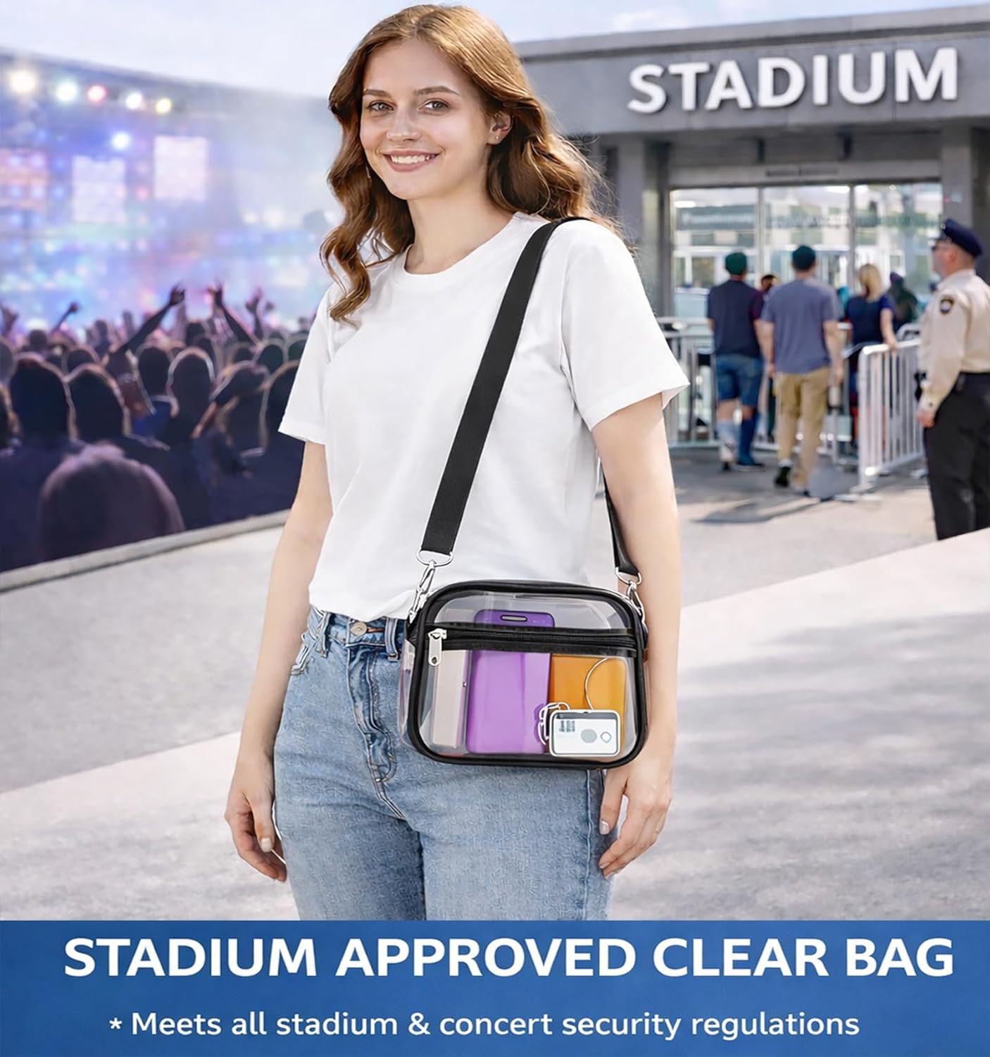 Oraben Clear Bag for Stadium Events Clear Crossbody Satchel Bag for Women Clear Purse Small Stadium Bag for Concerts Sports | Stadium Approved, Waterproof, Stylish, Sturdy - Image 2