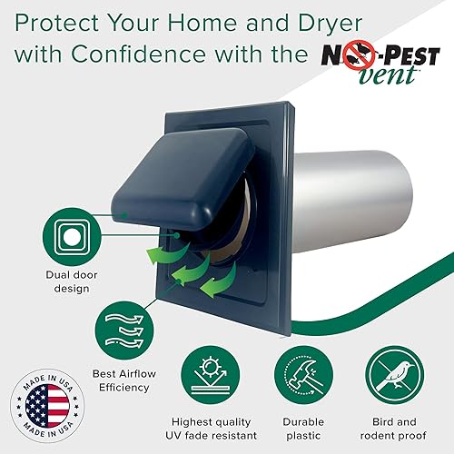 Miniatura 69 de NO-PEST VENT Exclusiva cubierta de ventilación de secadora de doble puerta, fabricada en Estados Unidos con plástico muy resistente a los rayos UV