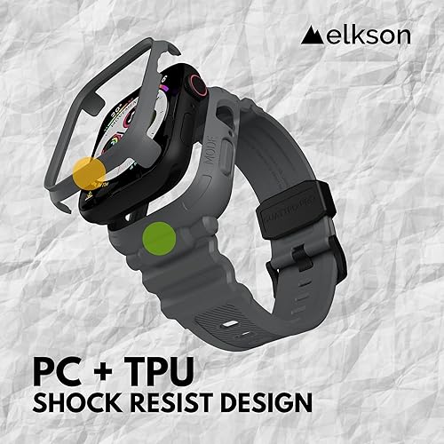 Miniatura 2 de Elkson Diseñado para Apple Watch Series SE3 987654 4445mm, Funda Protectora Resistente de Grado Militar Quattro Pro Series con Correas para iWatch