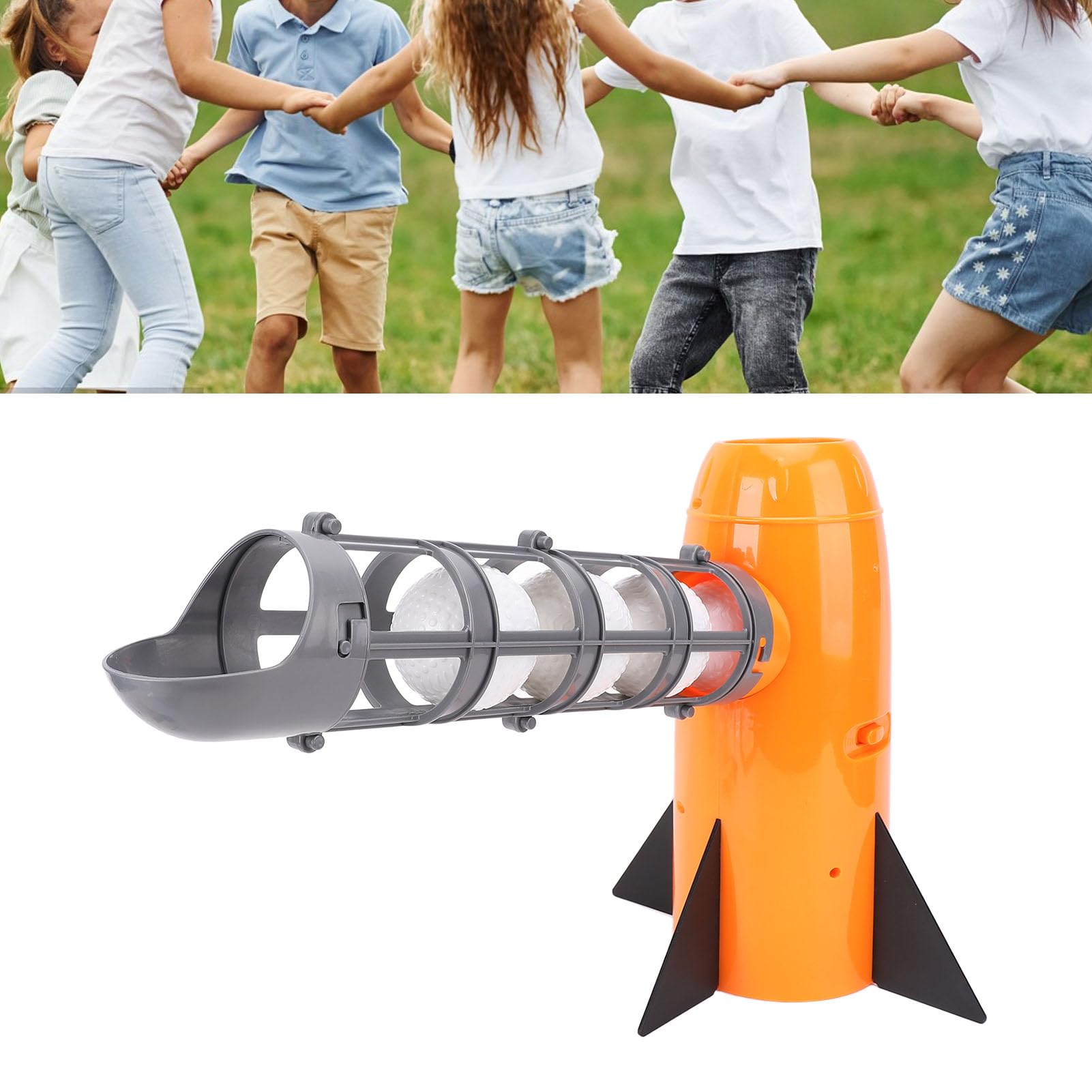 Fockety Lanciatore Automatico di Baseball, Lanciatore di Baseball con Avviamento con Un, Giocattolo con Mazza Retrattile e 5 Palline per Allenamento Sportivo all'Aria Aperta per Bambini