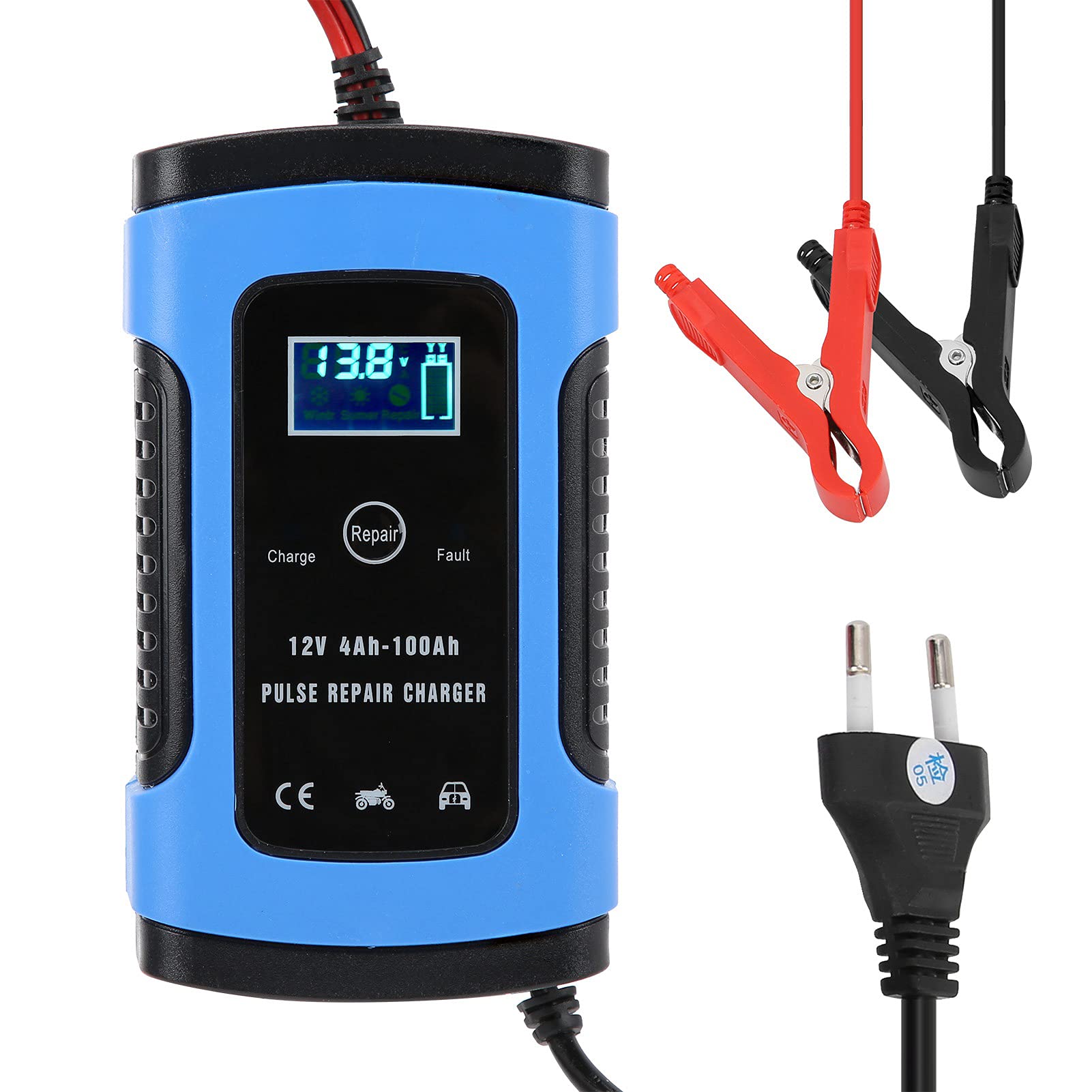 Konserwator i odsiarczacz akumulatora motocyklowego 12 V 6 A z cyfrowym wyświetlaczem LCD, inteligentne narzędzie do naprawy akumulatorów AGM GEL Wet EFB, automatyczne 3-stopniowe