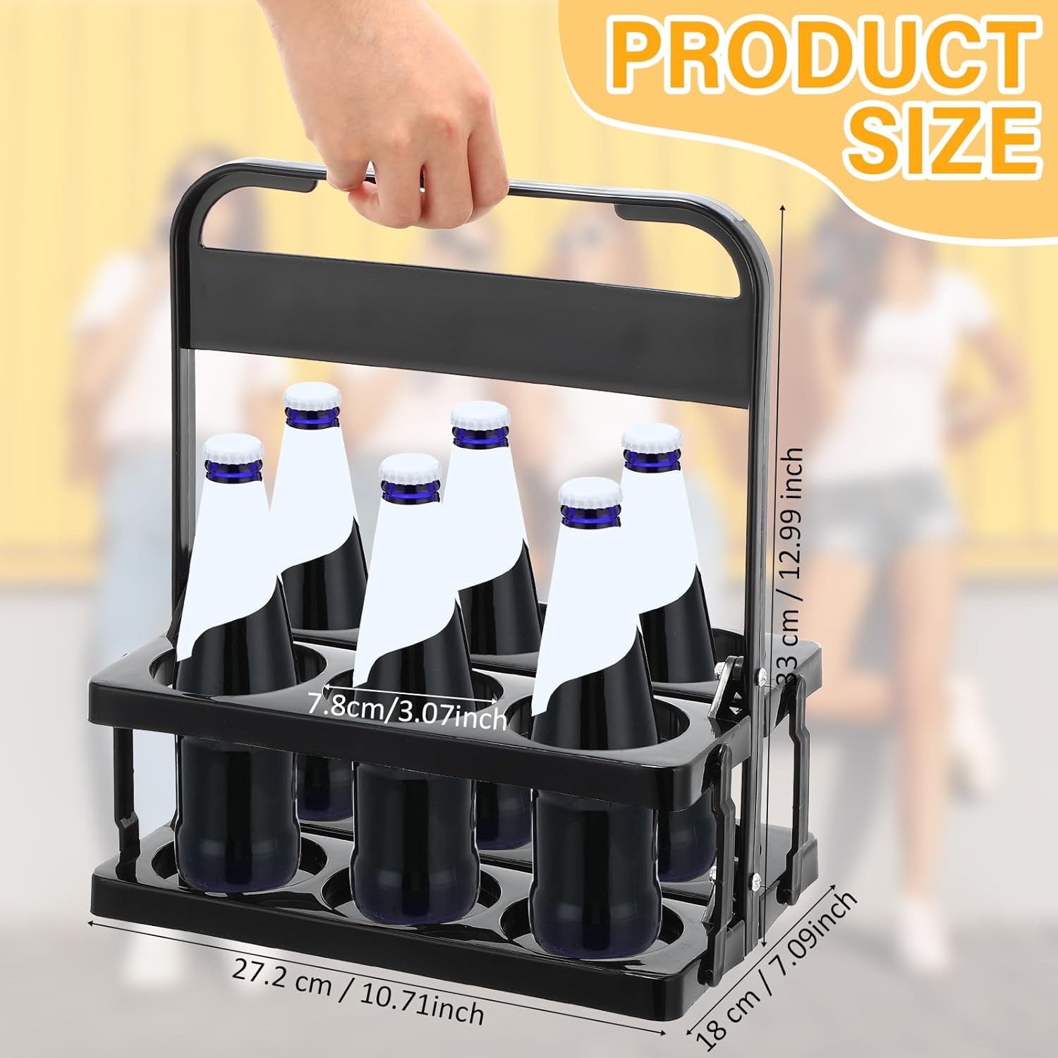 Sliner 4 Pieces Portable Drink Carrier Plastic Drink Holder Reusable Cup Carriers for Drinks Foldable Cup Holder Beverage Delivery Holder with Handle for Delivery Drivers Catering Restaurant, Black