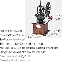 Vista 7 de Molinillo de café manual de la mano del estilo de la vendimia, molinillo de café manual con la manija, molino de rodillos