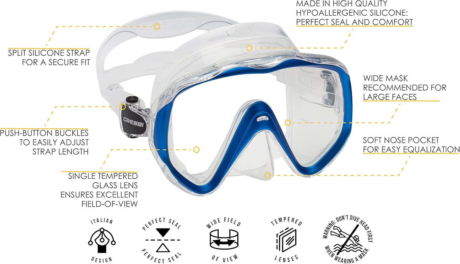 Cressi Liberty, clear/blue : Sports & Outdoors