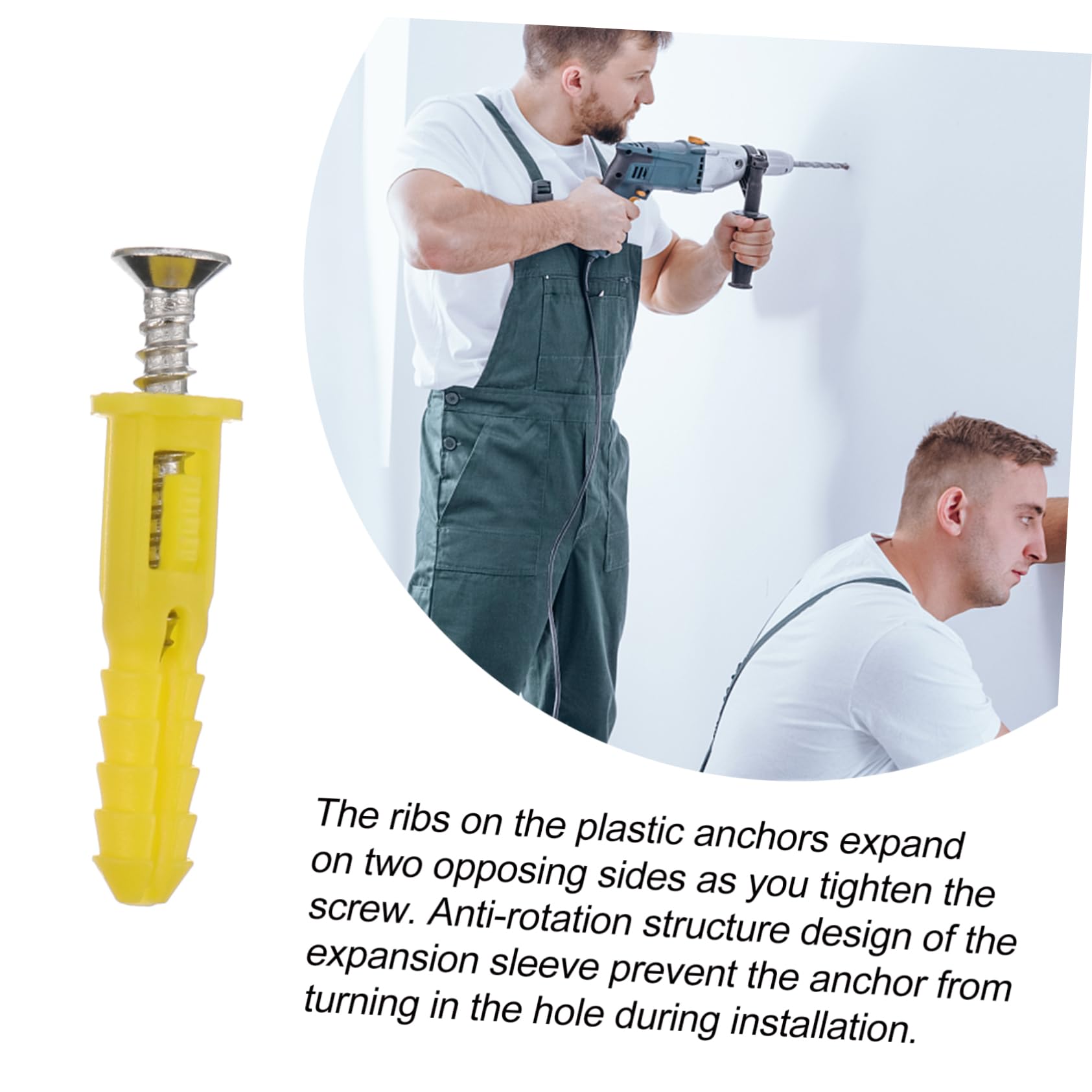 STOBAZA 100pcs Yellow Expansion Tube Screw Drywall Anchors Self-Tapping Flat Head Stainless Steel for Anchor Drywall Screws and