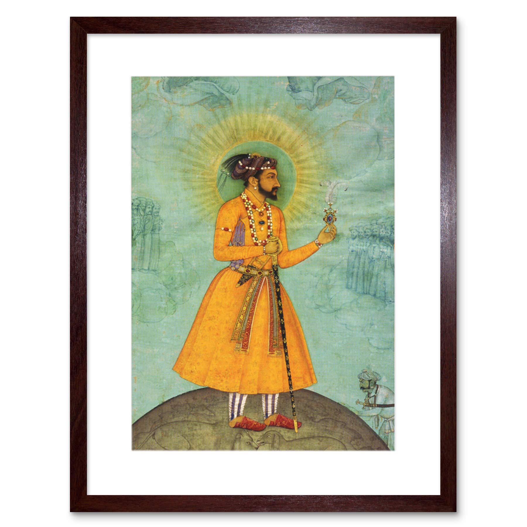 Wee Blue Coo Paintings Portrait Shah Jahan Mughal Emperor India Framed Wall Art Print