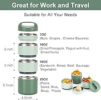 Vista 2 de Lille Home Lonchera de acero inoxidable de 3 capas de 1.43 litros - a prueba de fugas, sin BPA, caja Bento aislada para preparación de comidas sobre