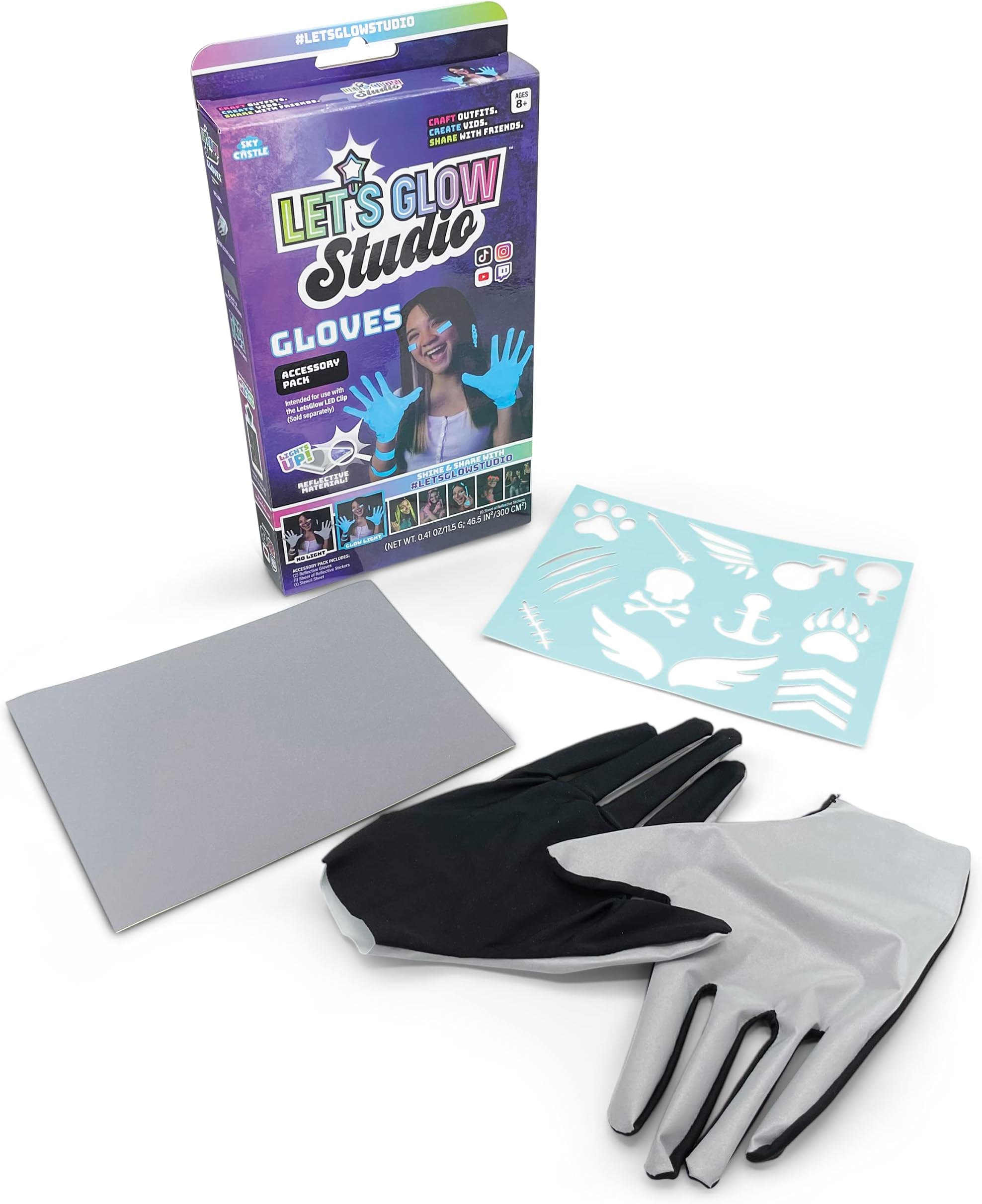 Let's Glow Studio LET01310 Gloves Accessory Pack in CDU, Multi Colour